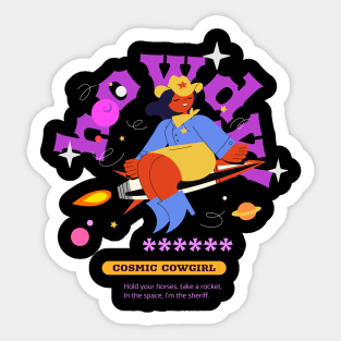 Howdy Cosmic Cowgirl Design Sticker